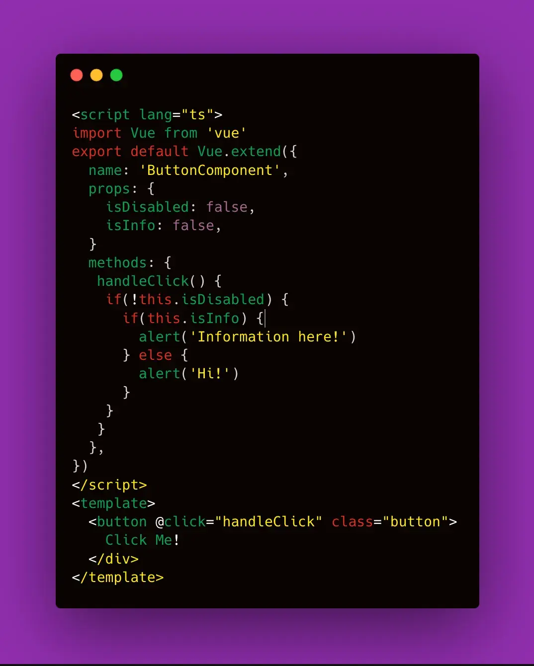 Button Component example