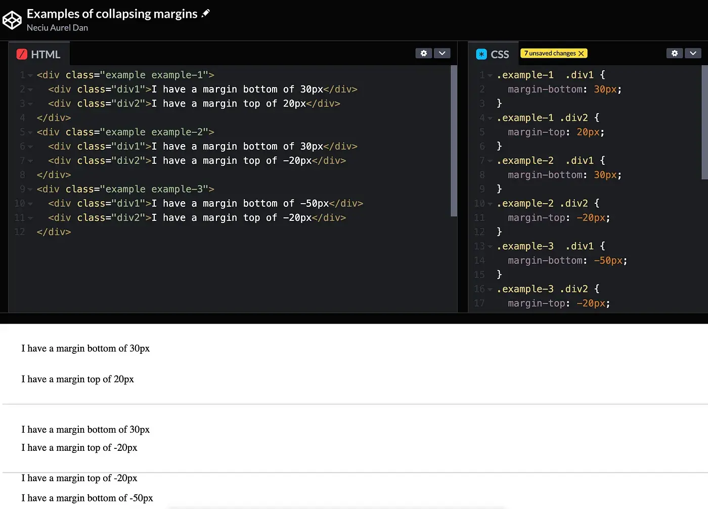 Collapsing margin example