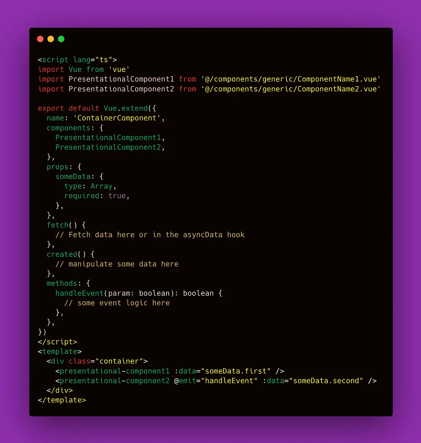 Container Presentational Example