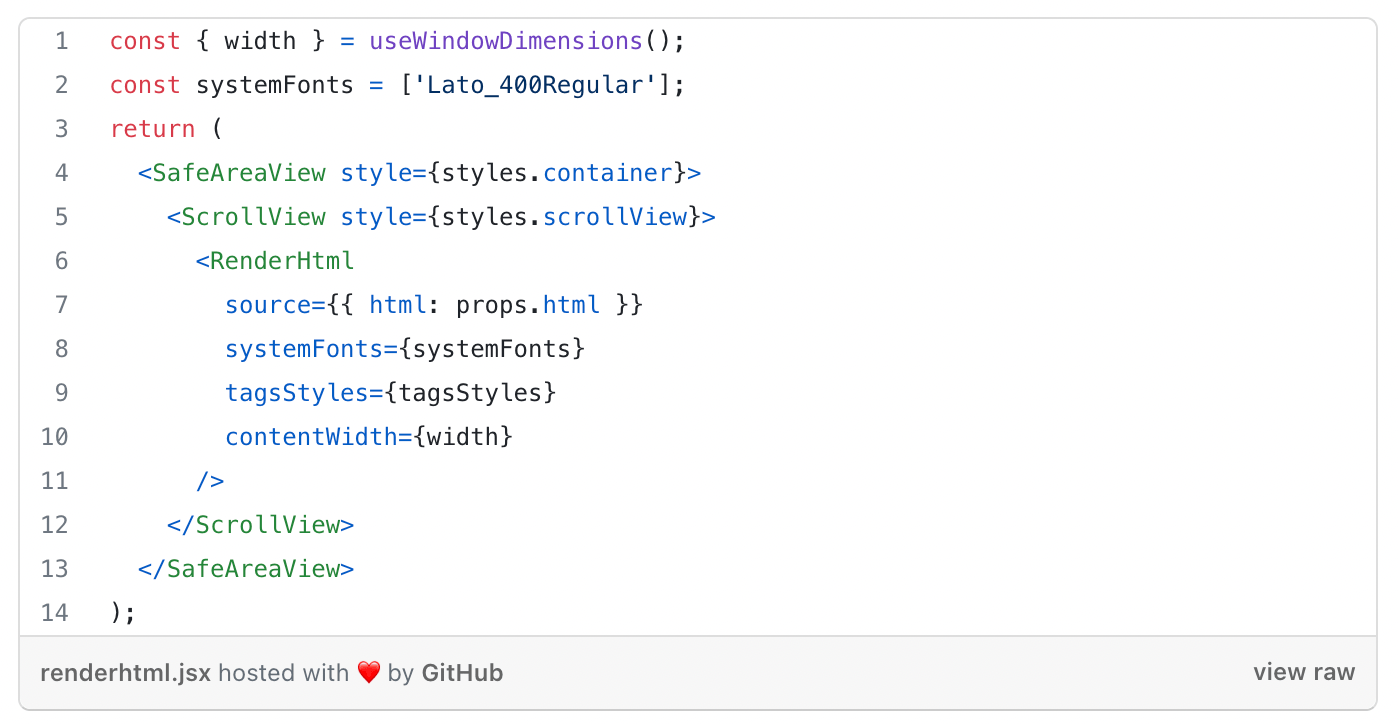 Render HTML example