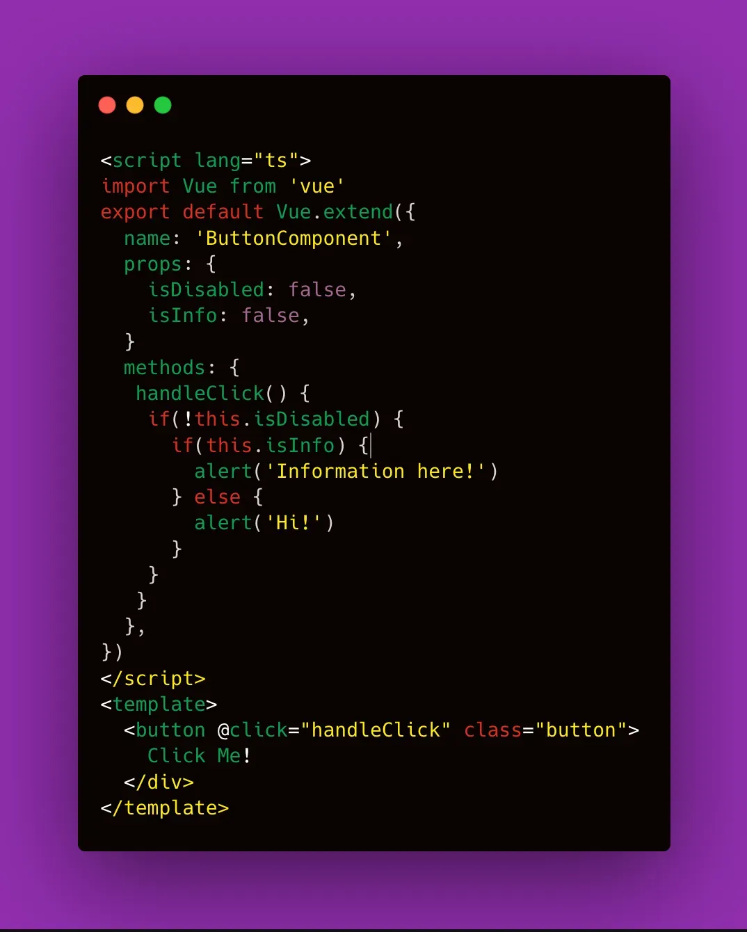 Button Component example