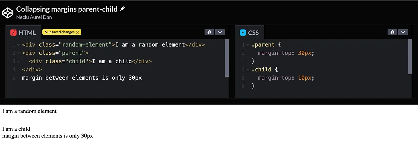 Child margin example