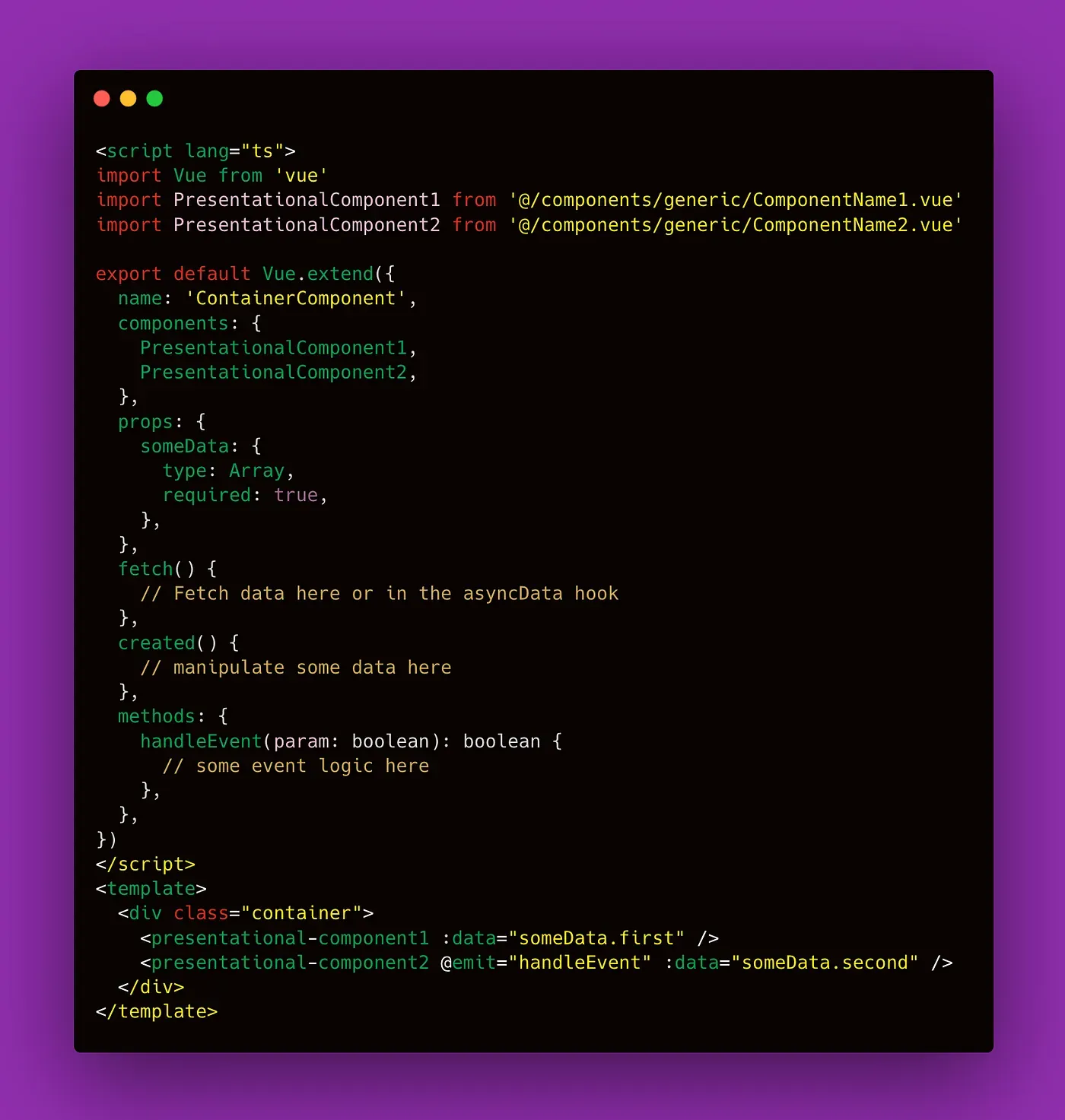 Container Presentational Example