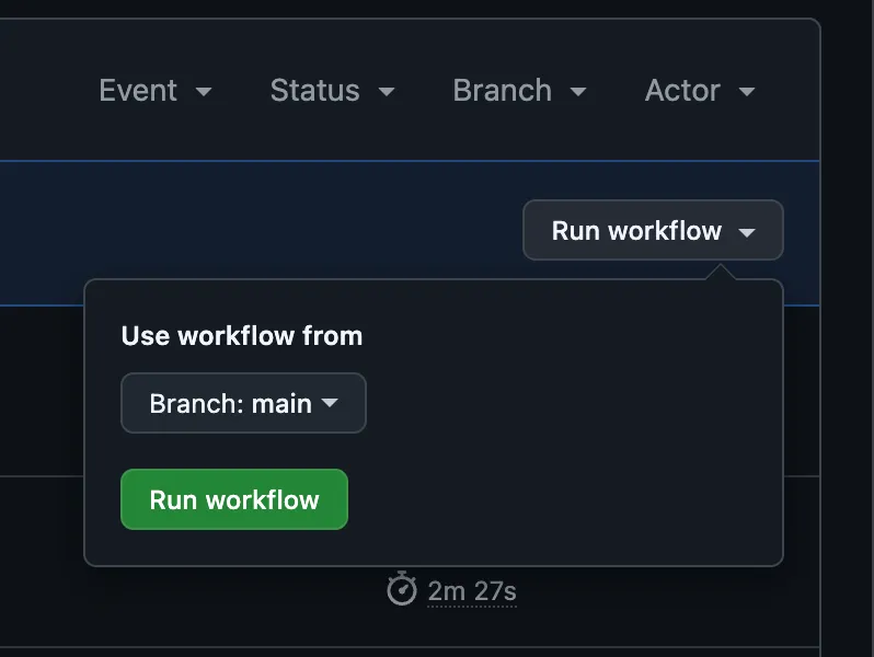 Run Workflow image in Github